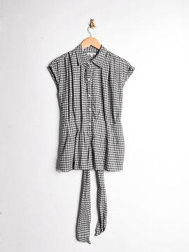 Blusa gingham gris lazito