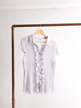 Blusa gris perla plisada