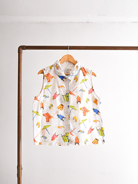 Blusa blanca print playero