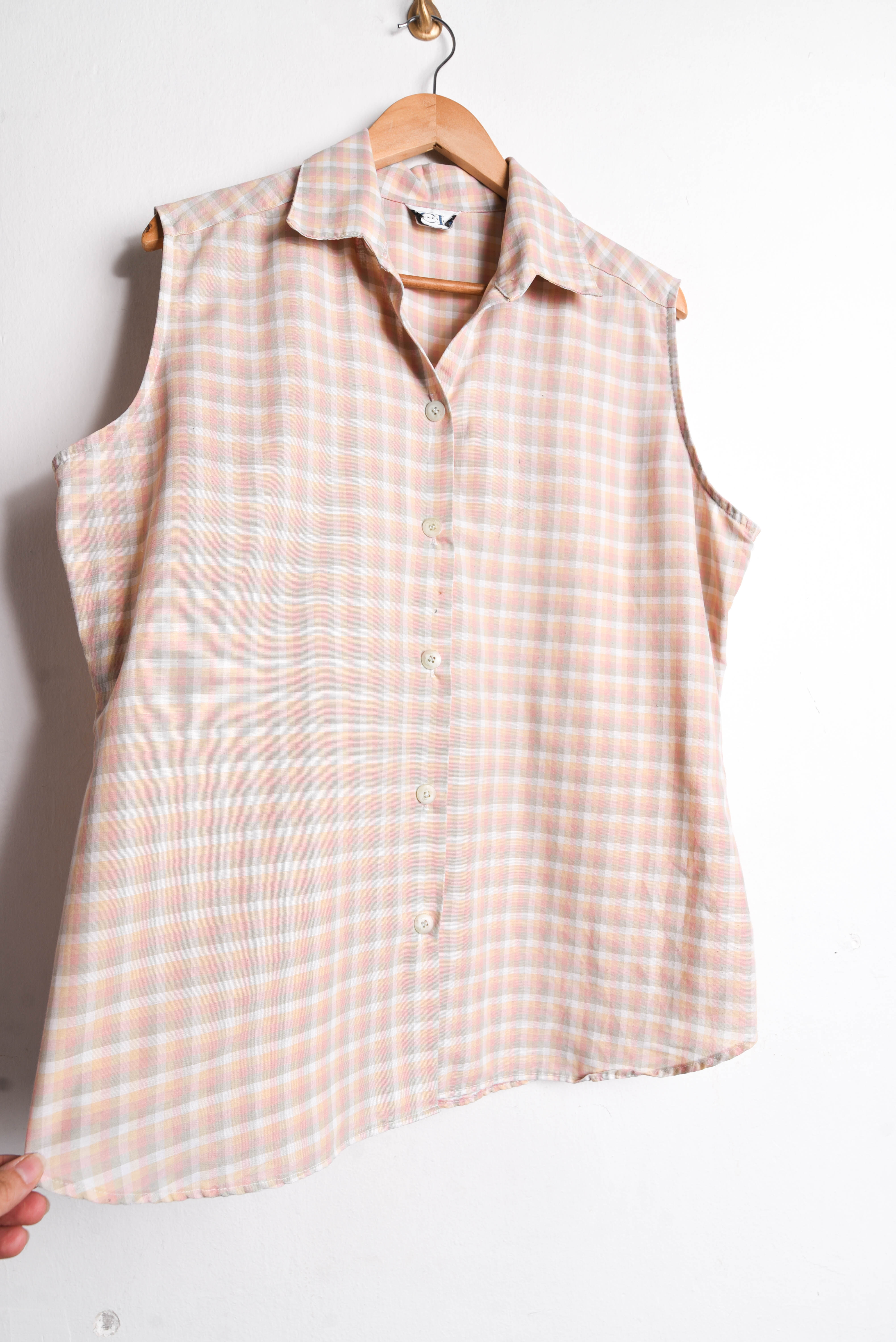 Camisa gingham nude