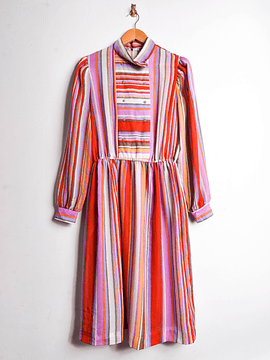 Vestido vintage rayado multicolor