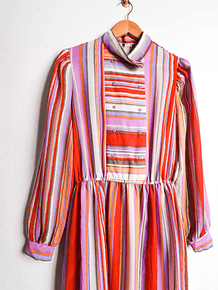 Vestido vintage rayado multicolor