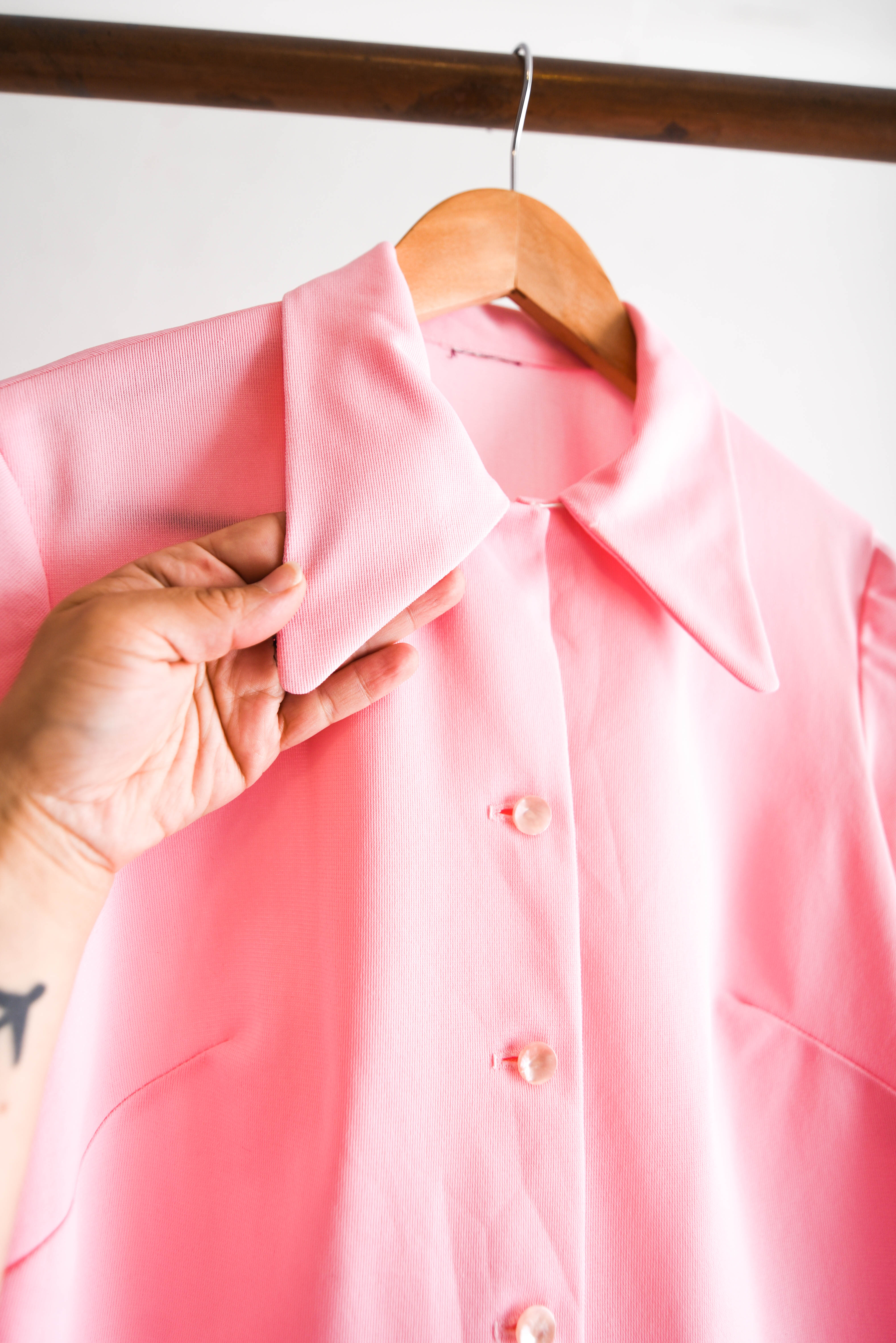 Blusa rosa pastel 1970s