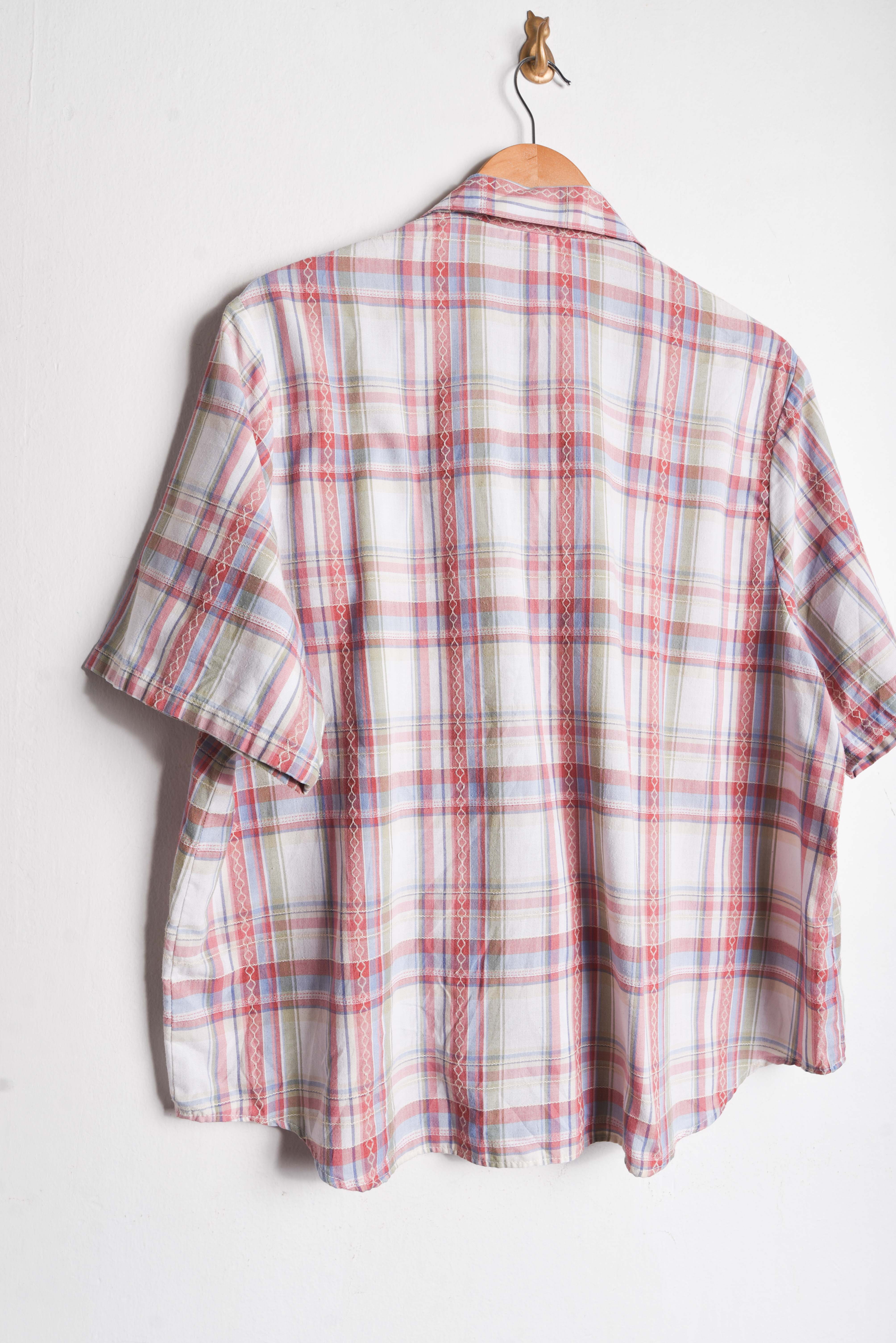 Camisa rosa pastel tartán vintage