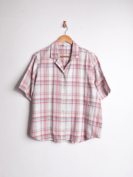Camisa rosa pastel tartán vintage