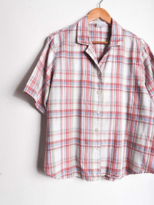 Camisa rosa pastel tartán vintage