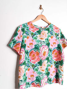 Blusa floral doodles vntg