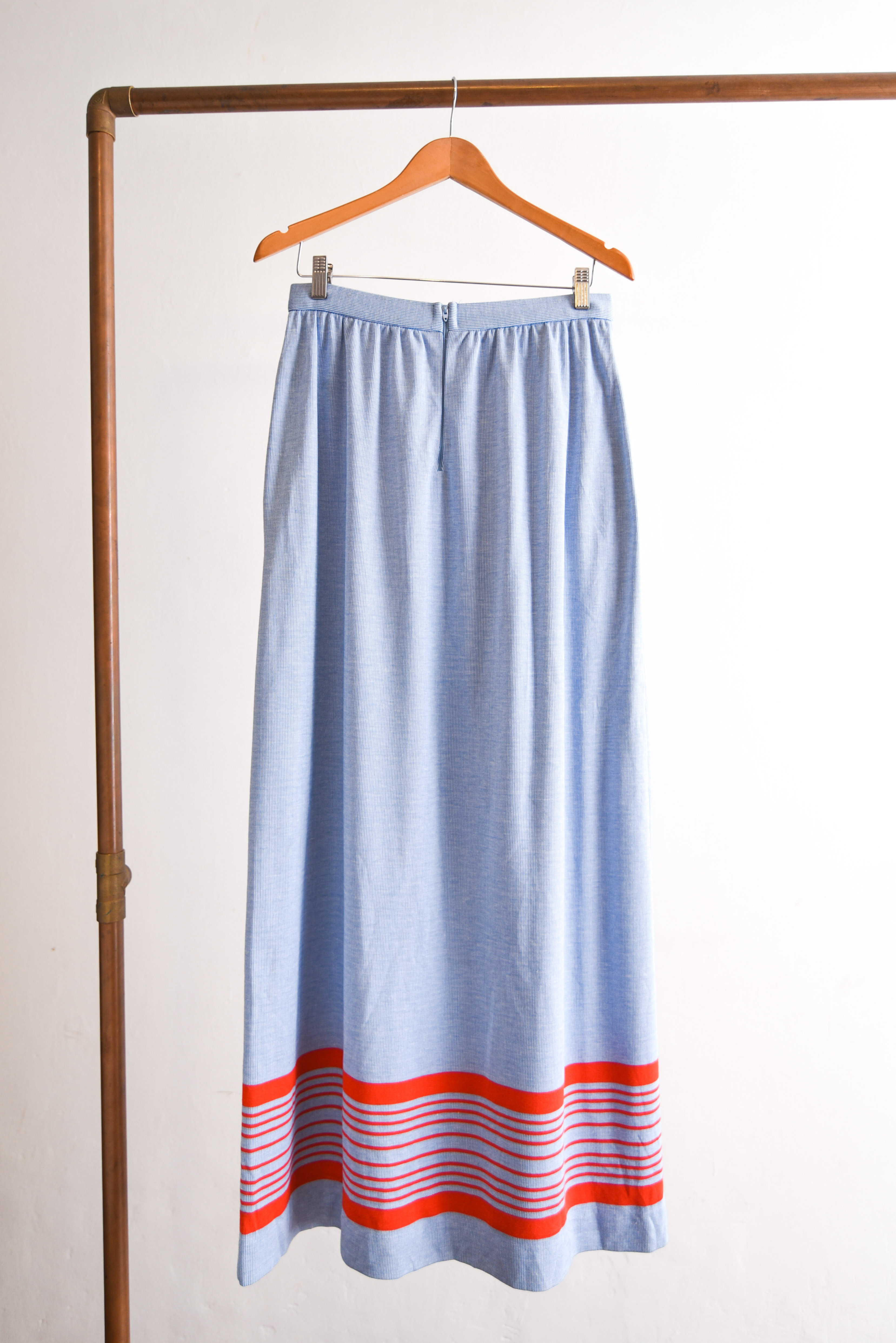 Maxi falda celeste 70s