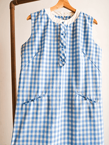 Vestido vintage celeste gingham