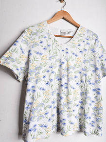 Polera vintage floral celeste