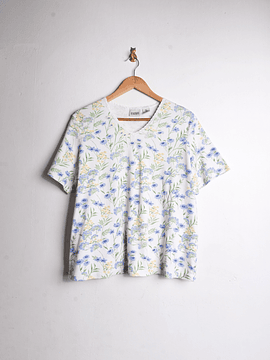 Polera vintage floral celeste