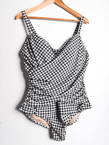 Traje de baño gingham plus size