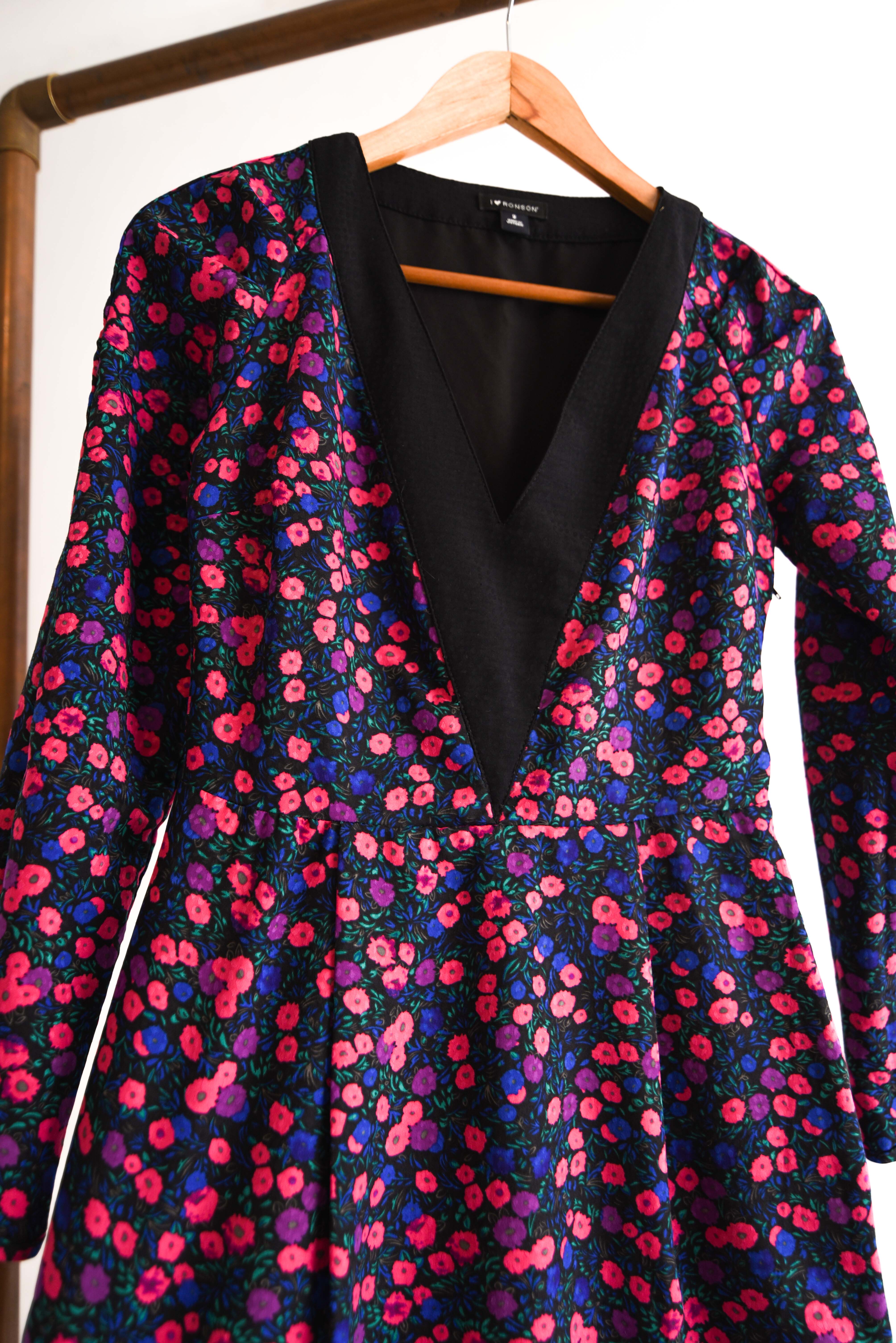 Vestido floral V neck