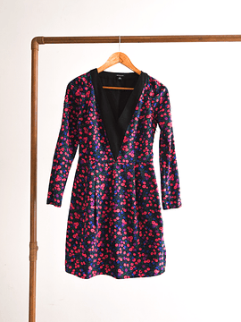 Vestido floral V neck