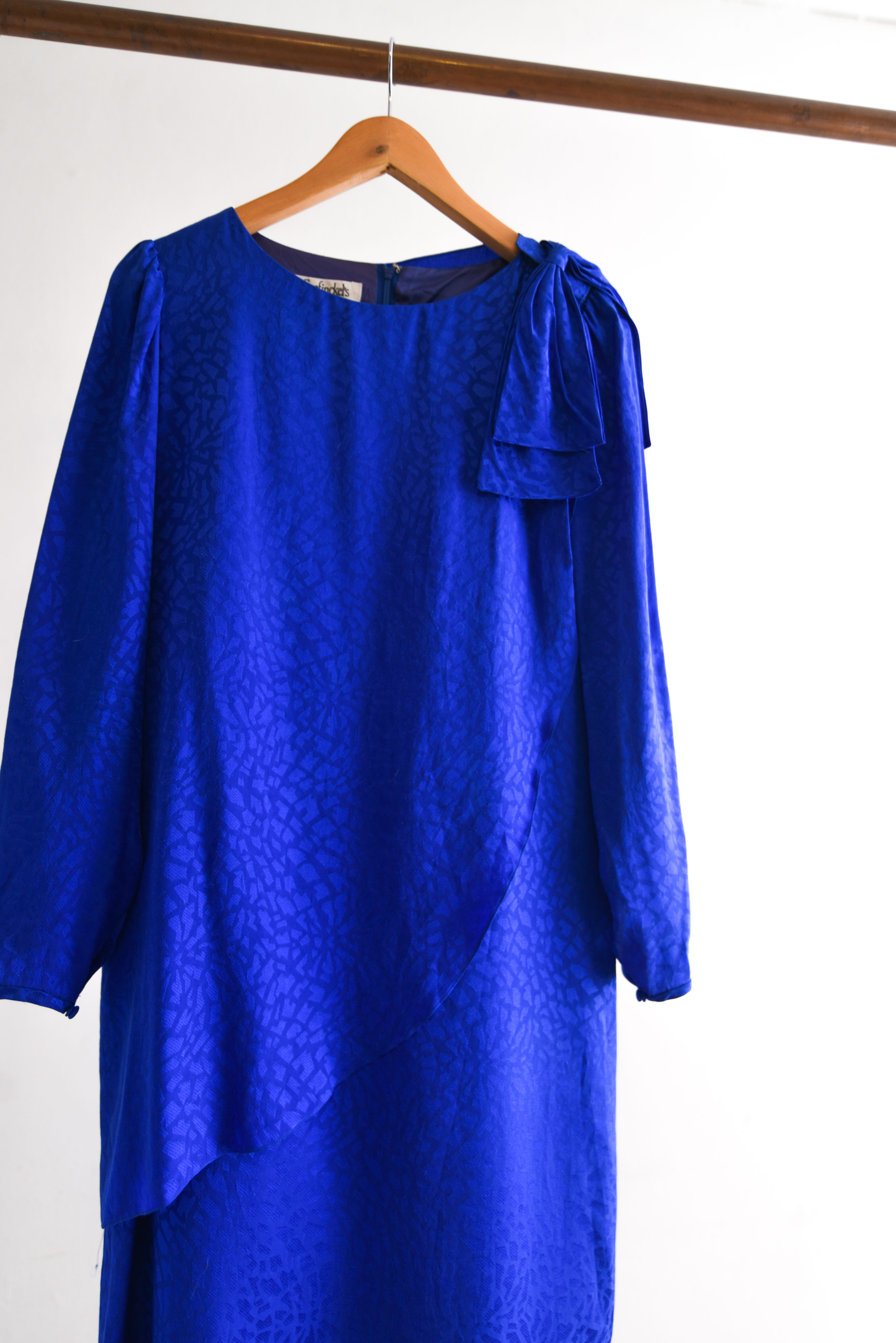 Vestido azul brocato silk vintage