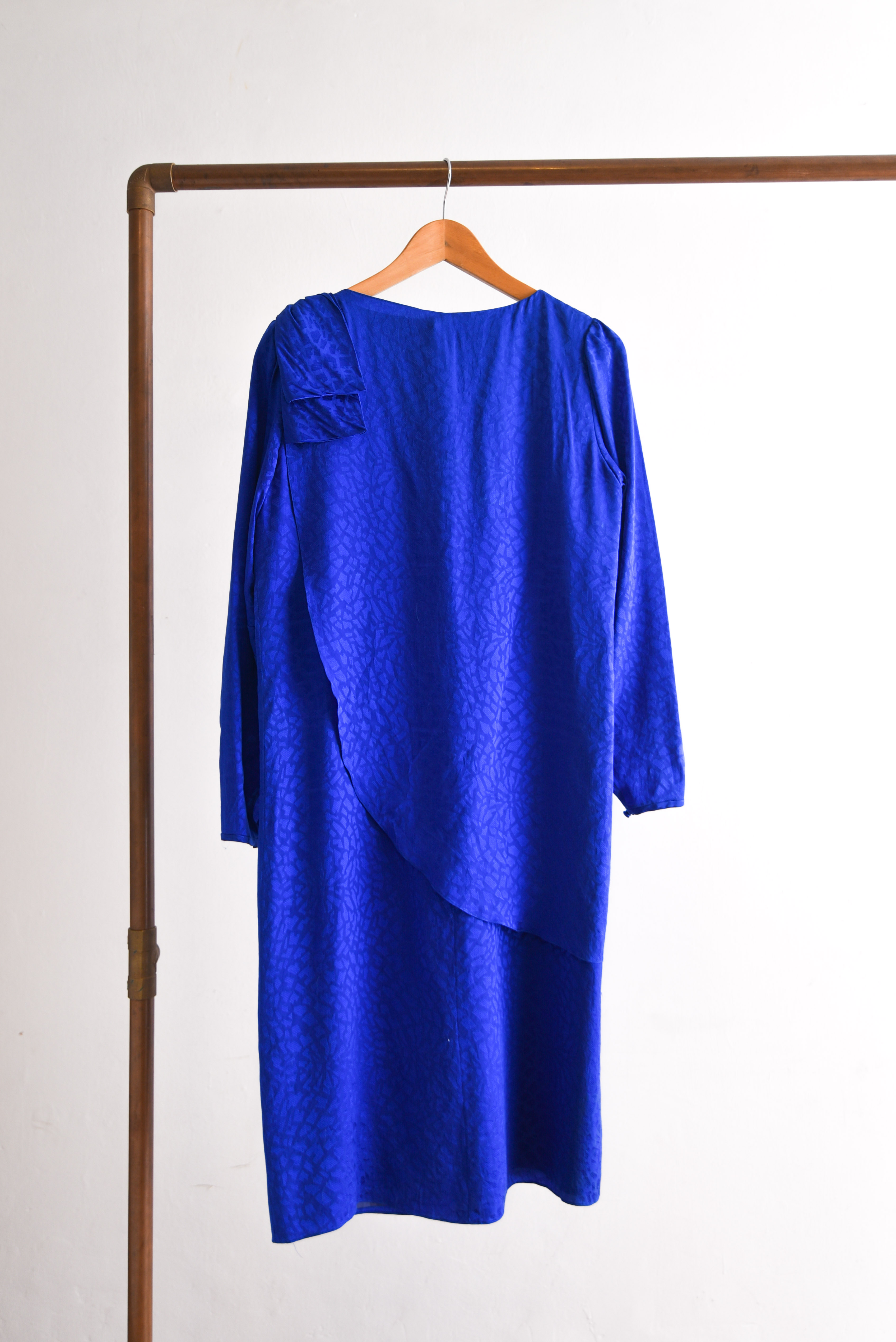 Vestido azul brocato silk vintage