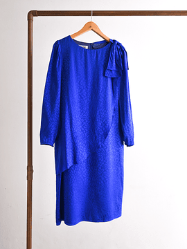 Vestido azul brocato silk vintage