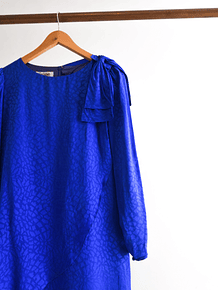 Vestido azul brocato silk vintage