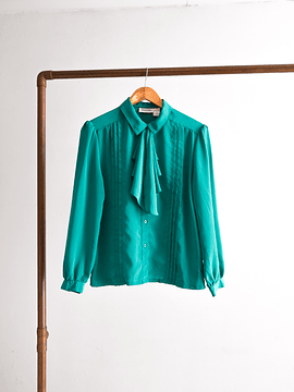 Blusa vintage verde jade volados