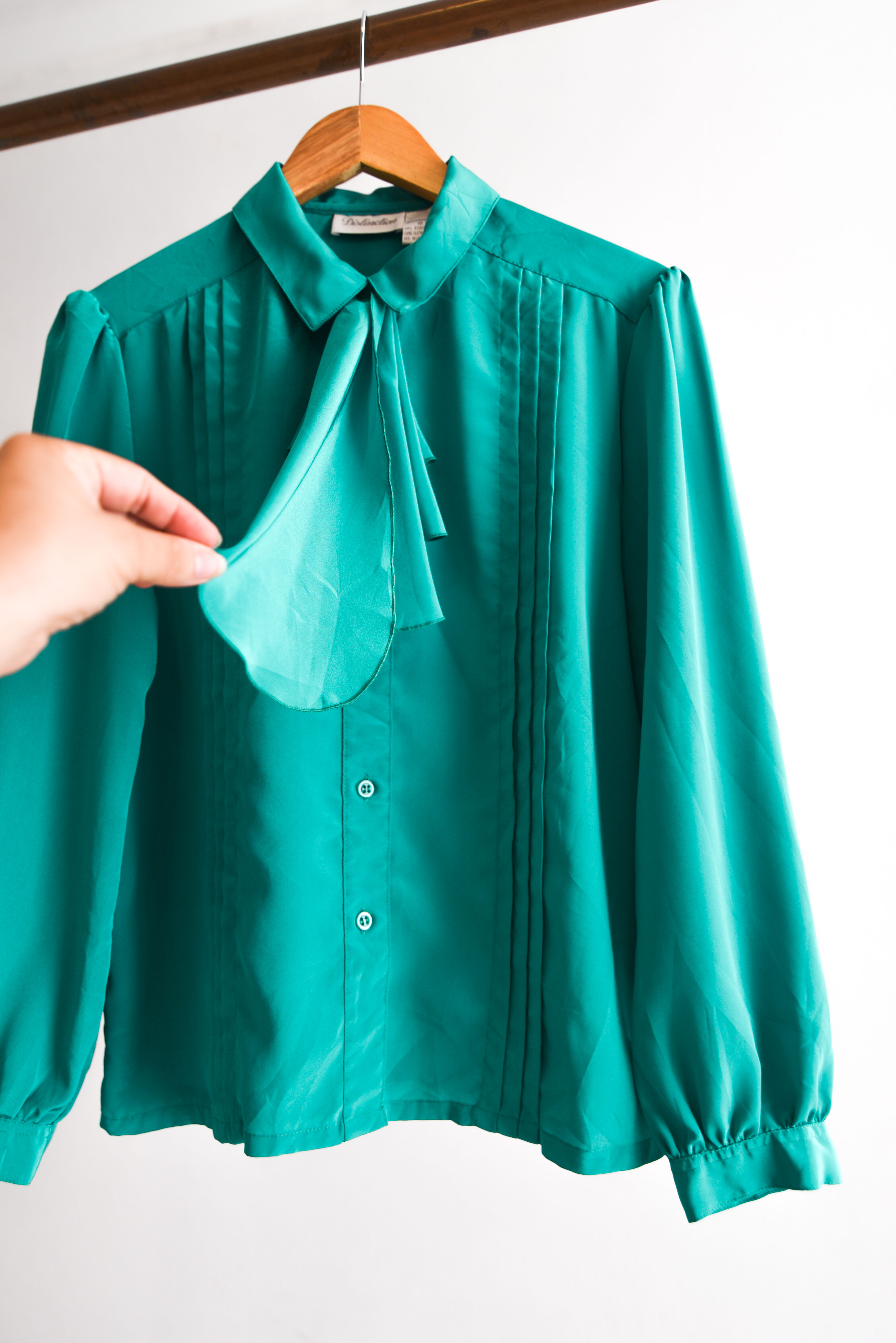 Blusa vintage verde jade volados