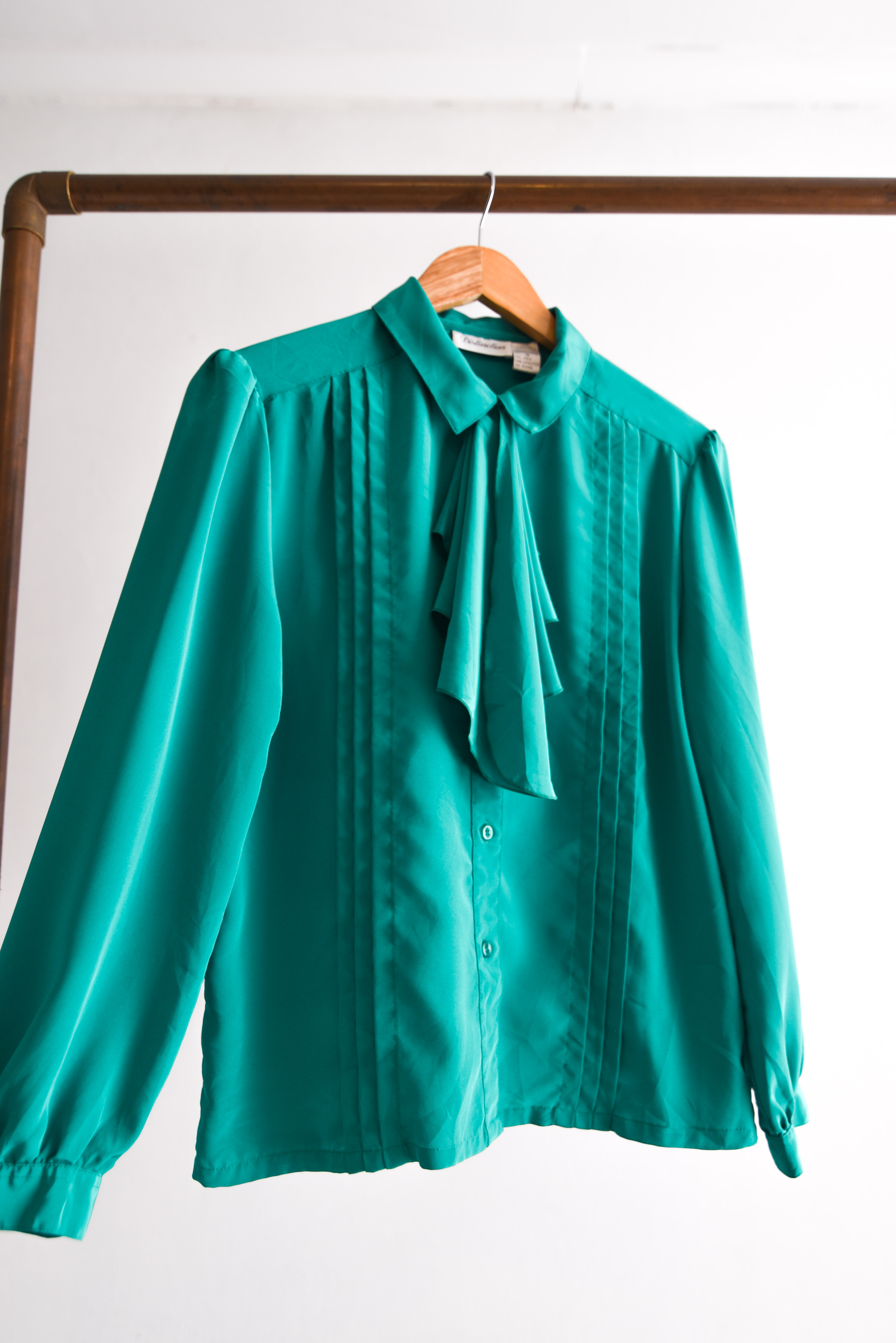 Blusa vintage verde jade volados