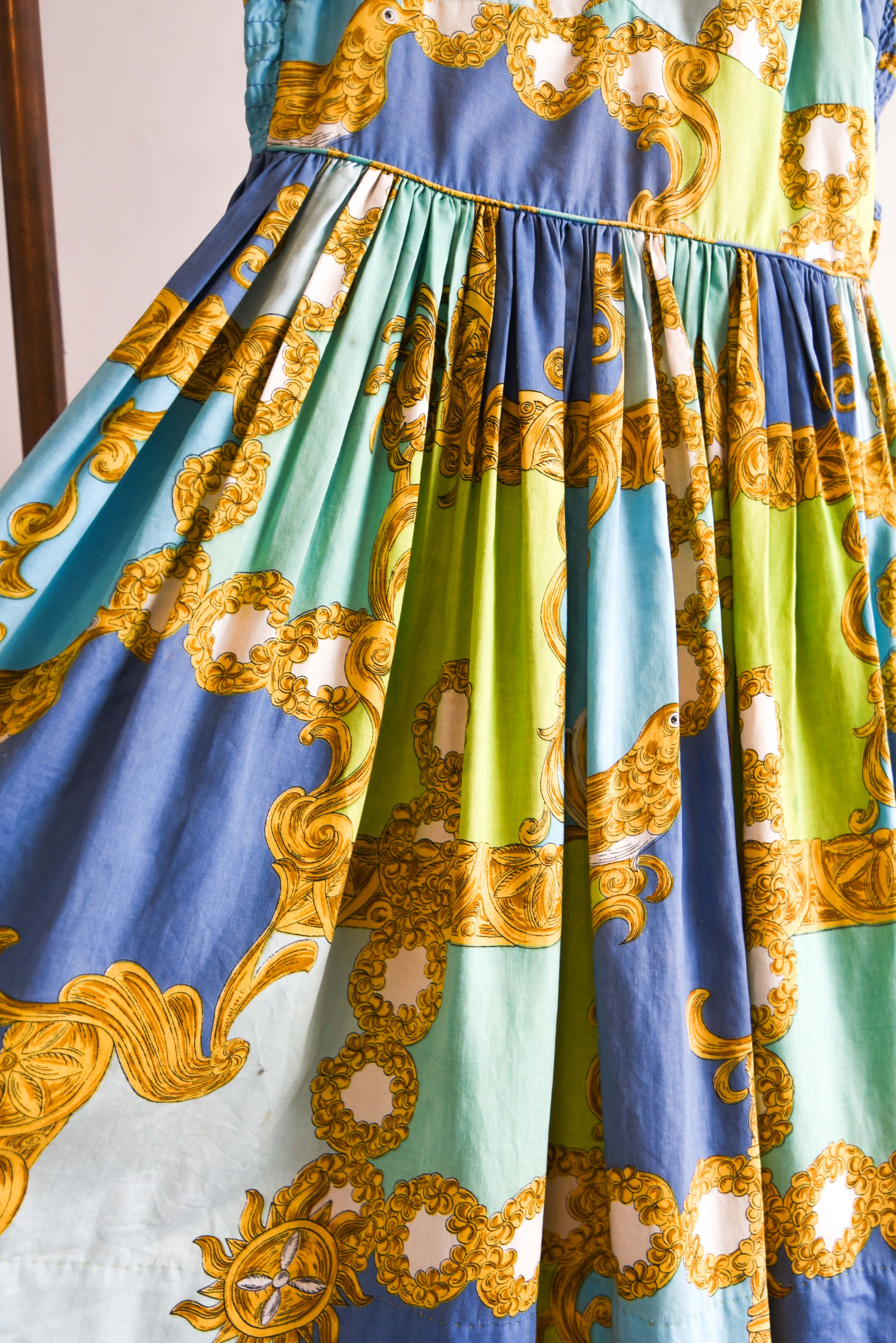 Vestido vintage Hawaii baroque print