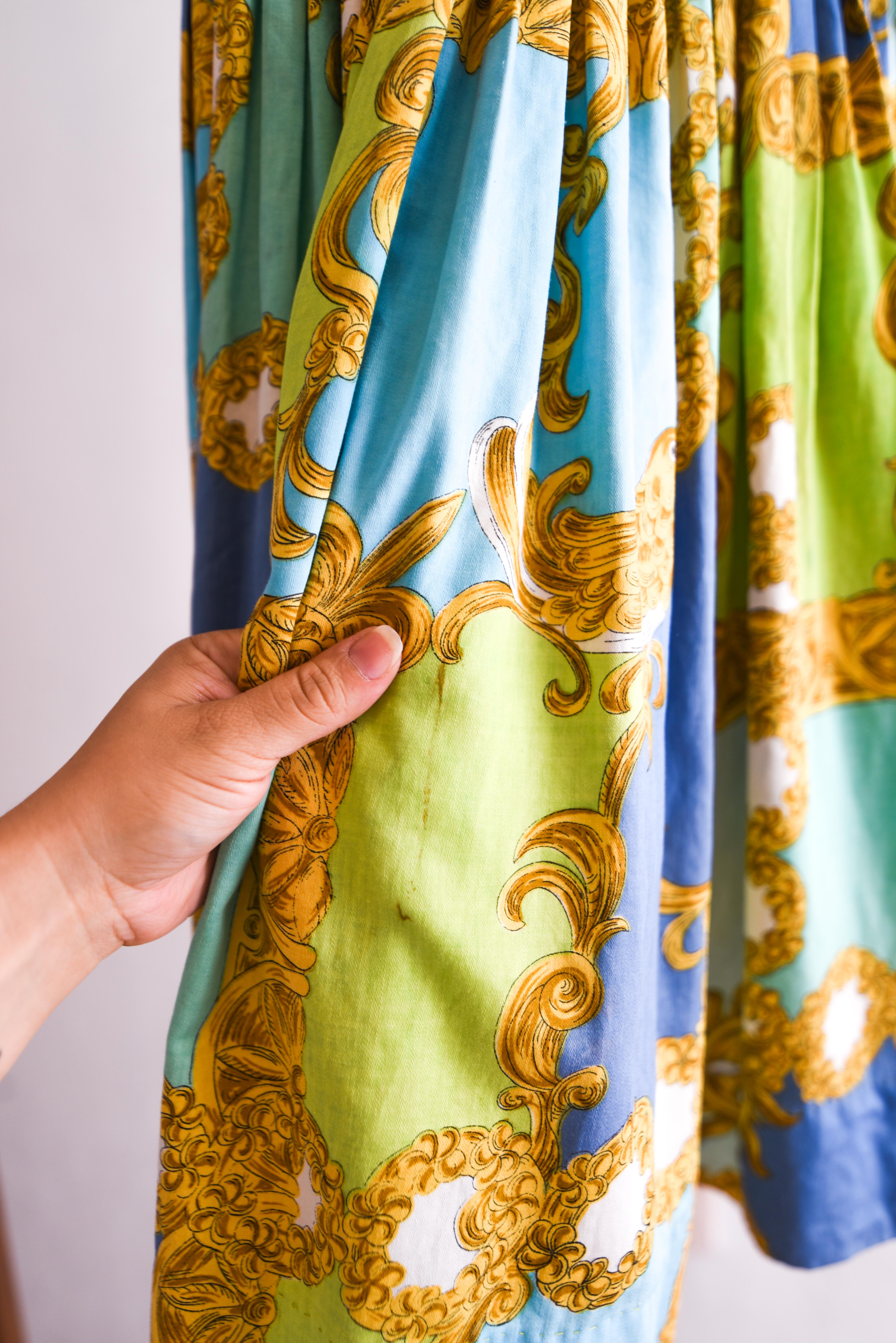 Vestido vintage Hawaii baroque print