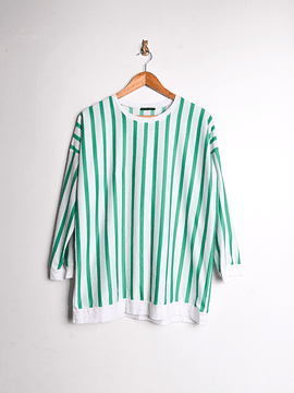 Polerón rayado blanco verde