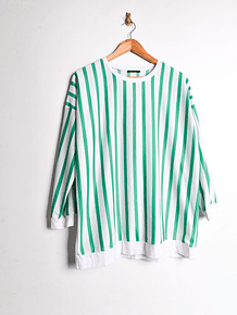 Polerón rayado blanco verde