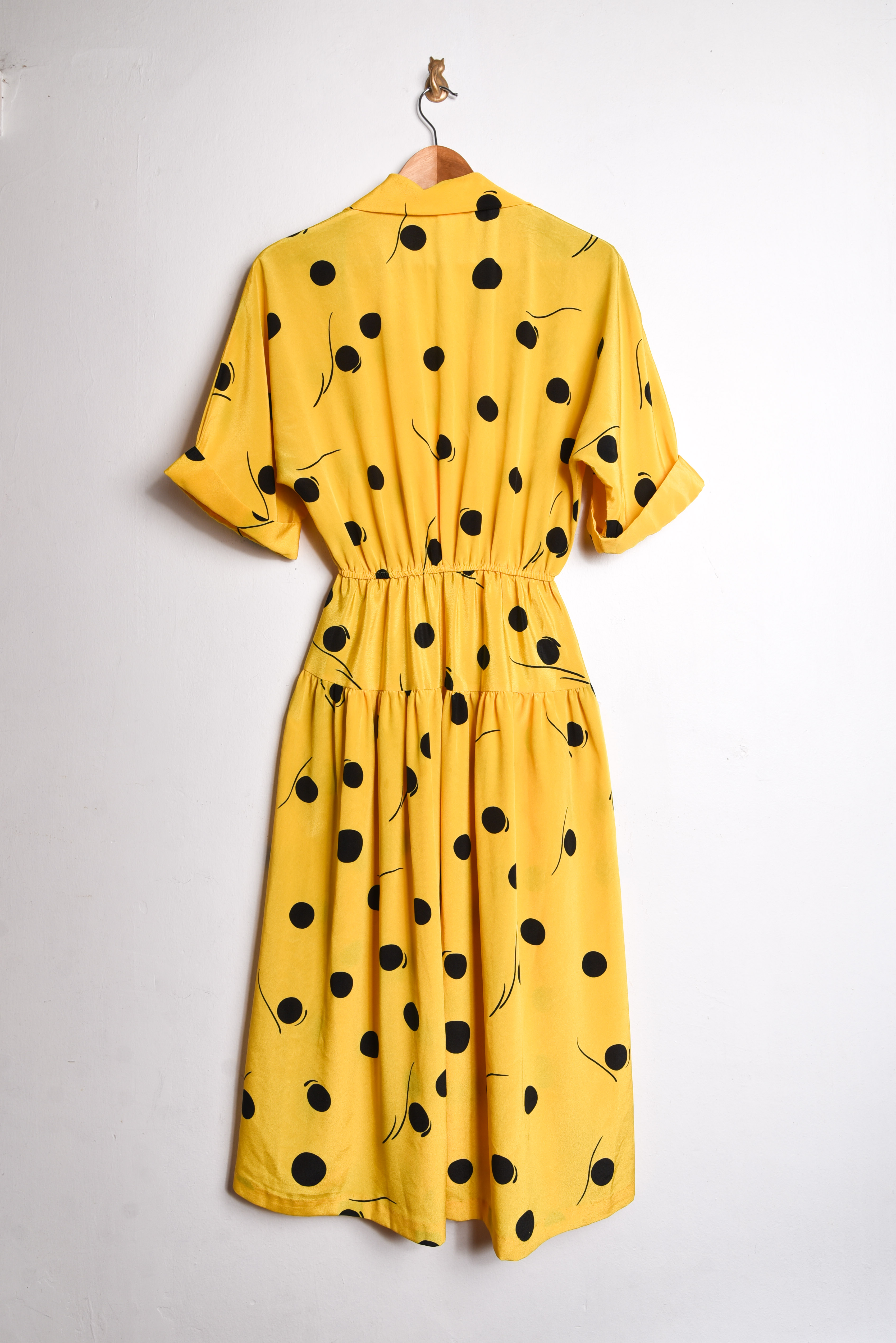 Vestido vintage amarillo lunares