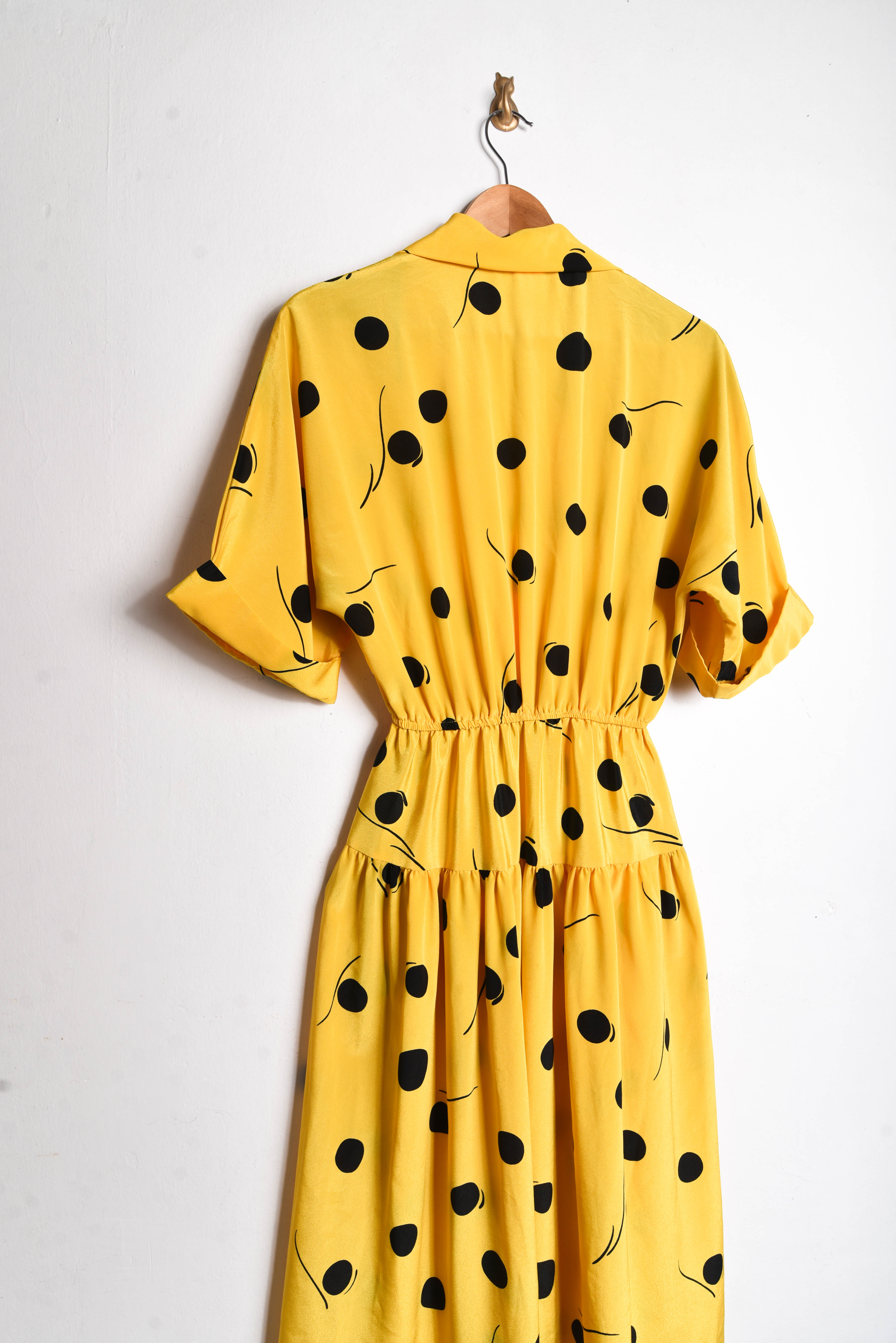 Vestido vintage amarillo lunares