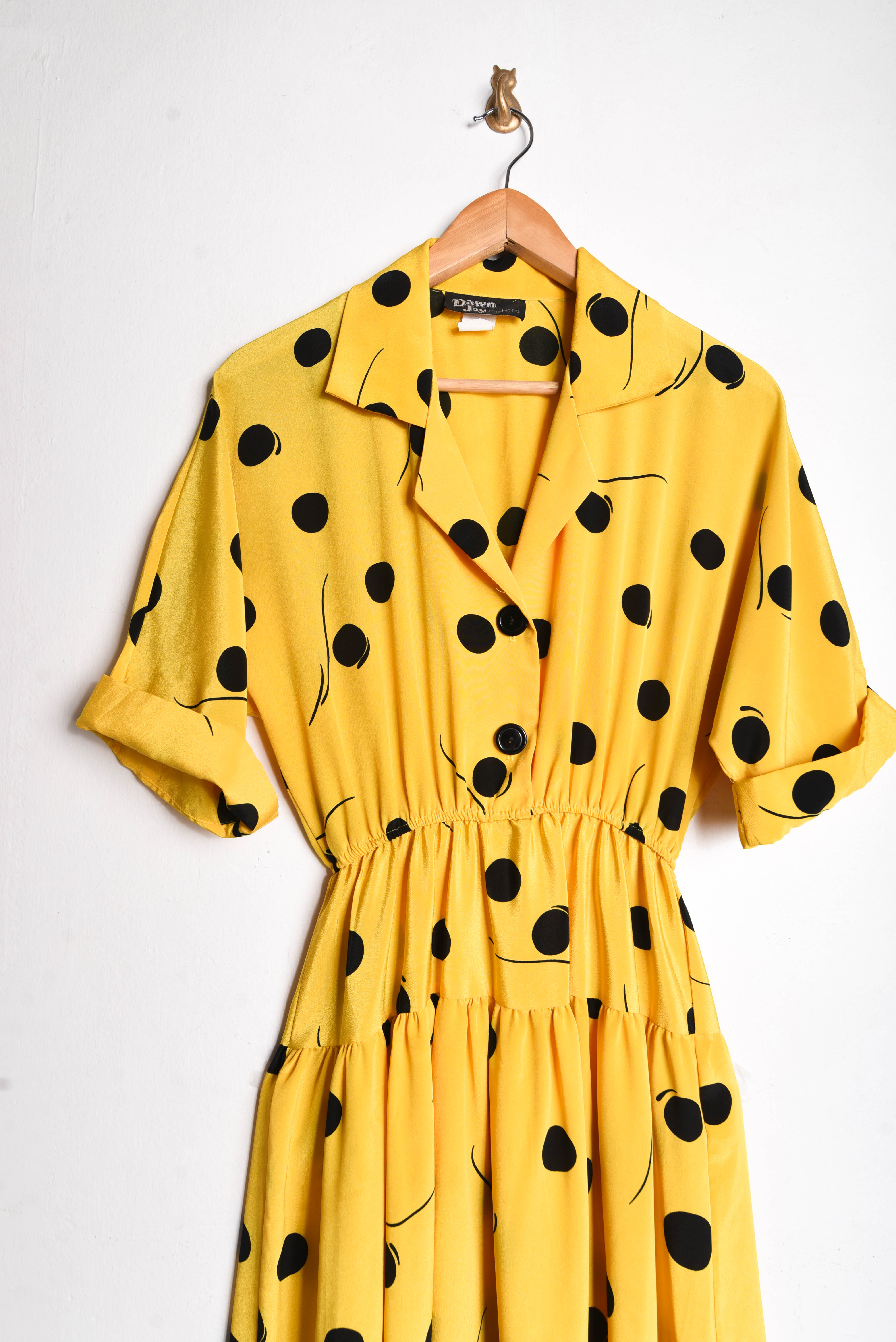 Vestido vintage amarillo lunares