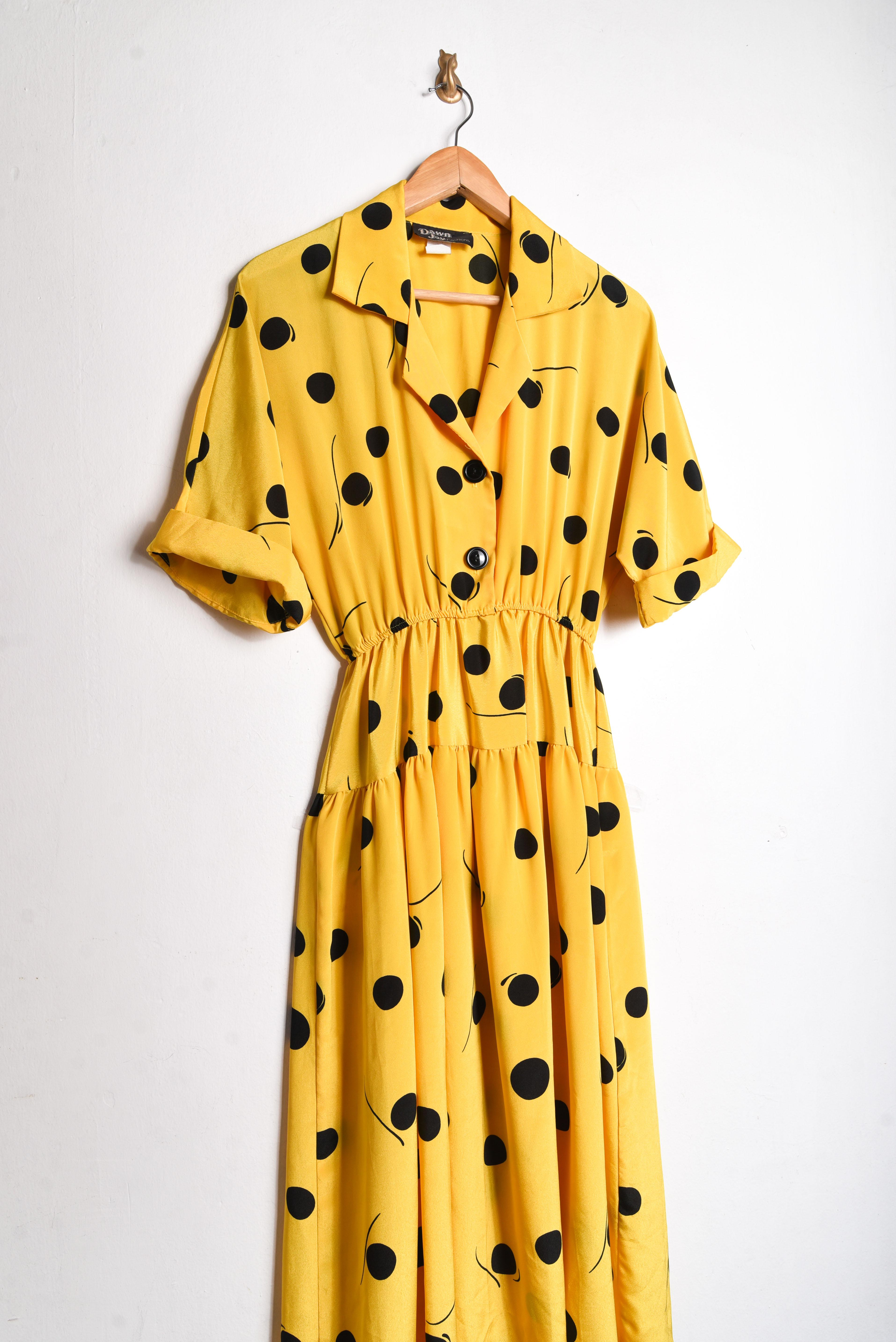 Vestido vintage amarillo lunares
