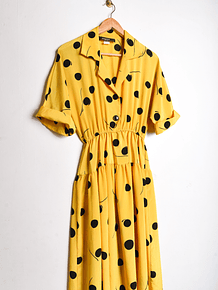 Vestido vintage amarillo lunares