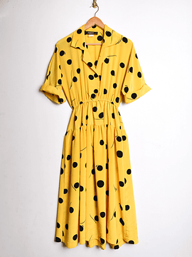 Vestido vintage amarillo lunares