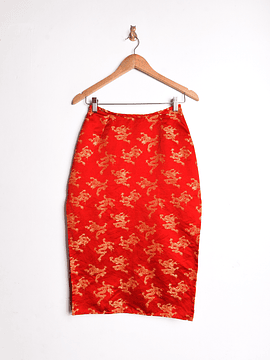 Falda roja oriental dragones