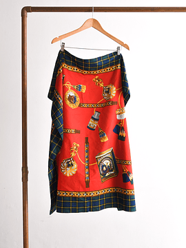 Pañuelo rojo y azul tartán vintage