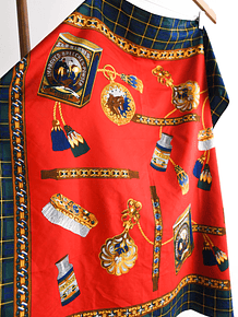 Pañuelo rojo y azul tartán vintage