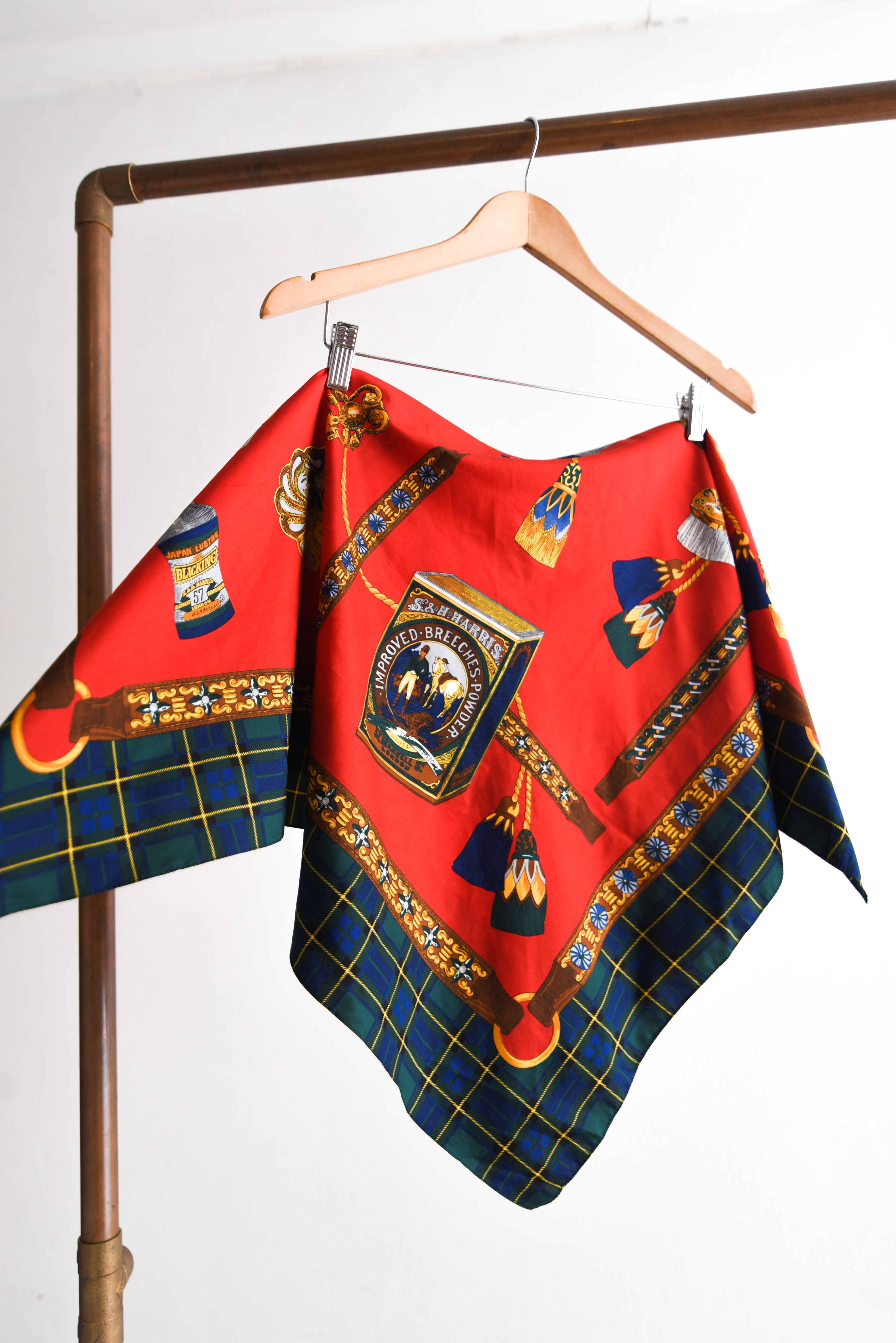 Pañuelo rojo y azul tartán vintage