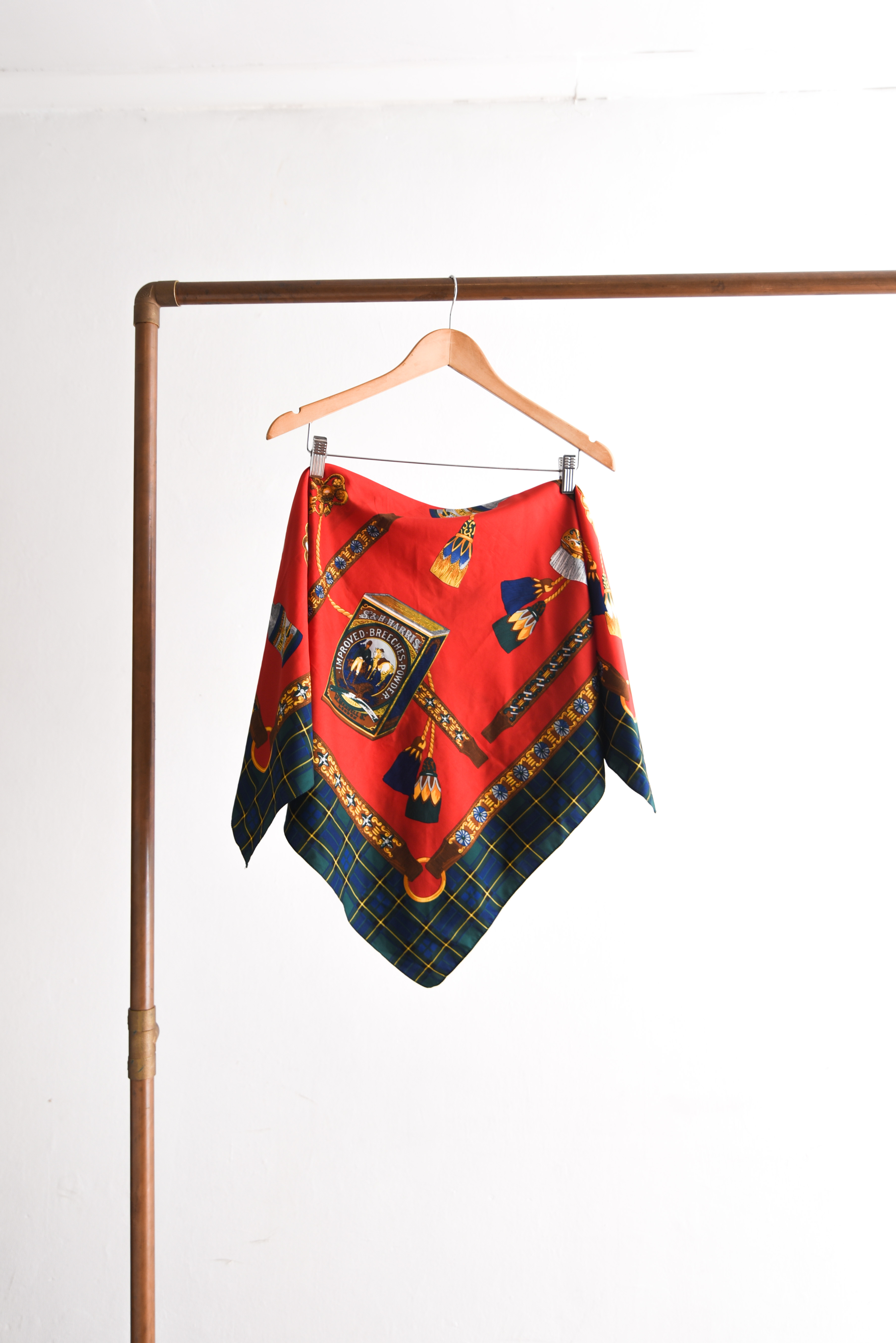 Pañuelo rojo y azul tartán vintage