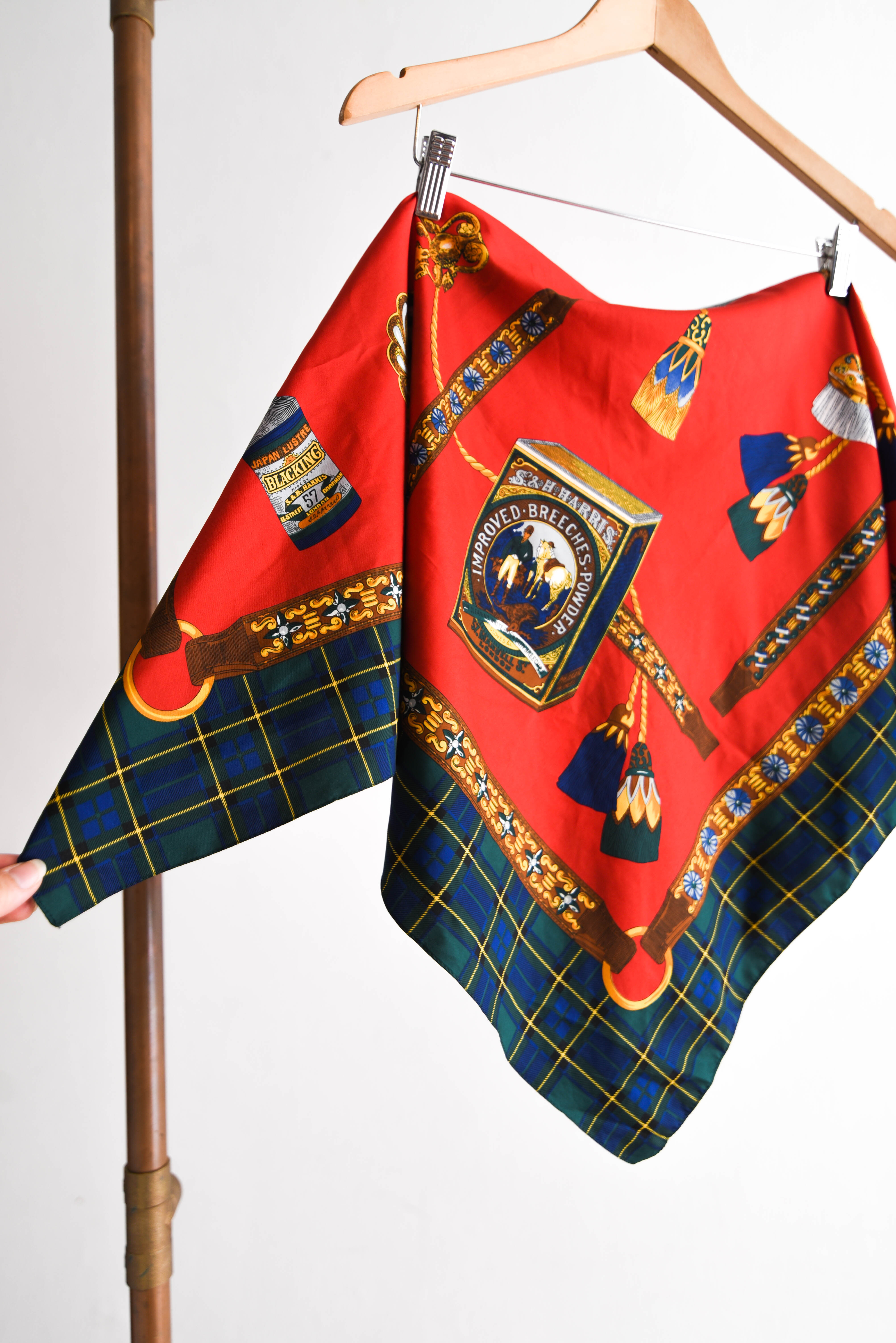 Pañuelo rojo y azul tartán vintage