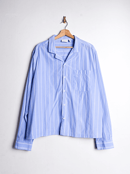 Camisa celeste rayada plus size