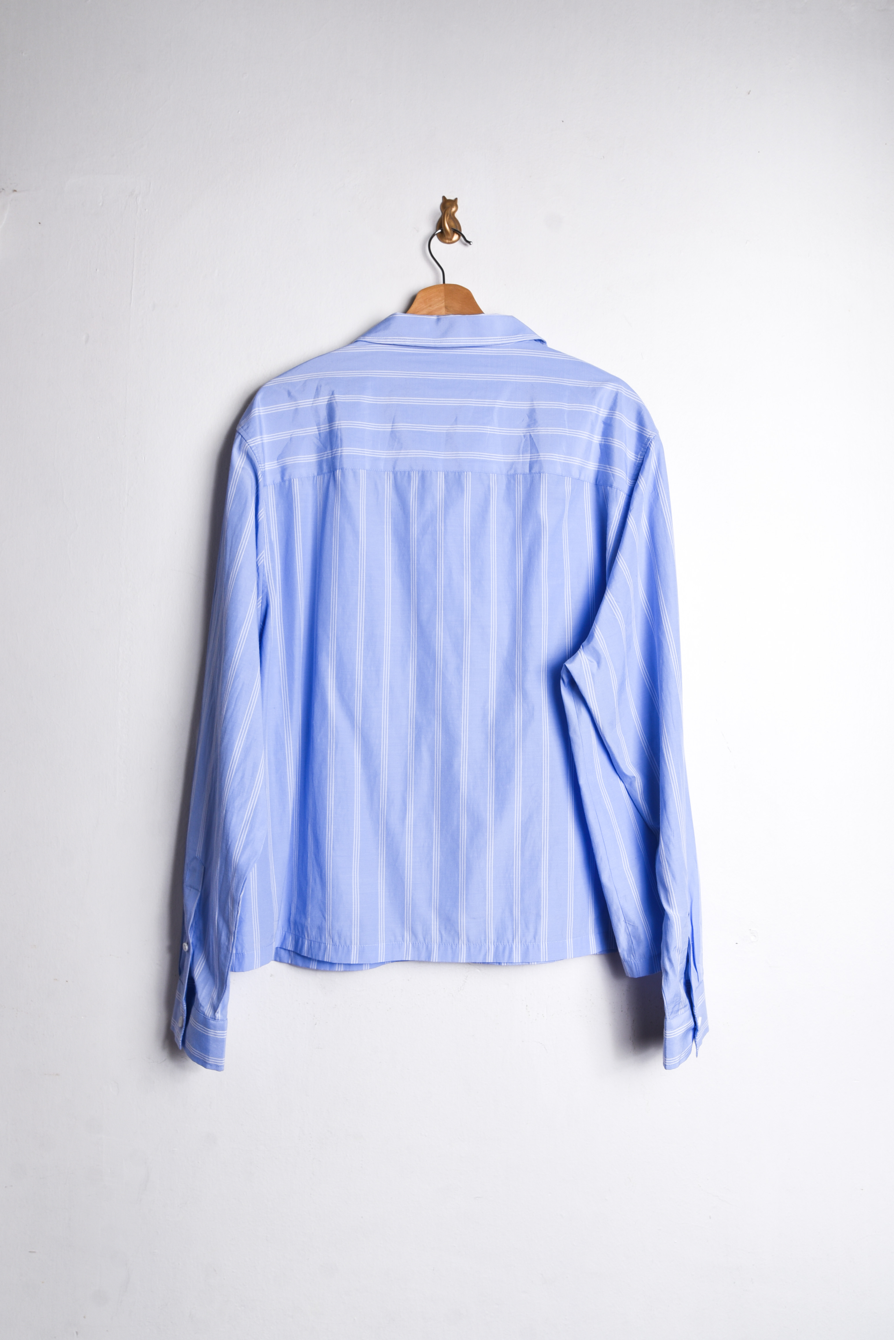 Camisa celeste rayada plus size