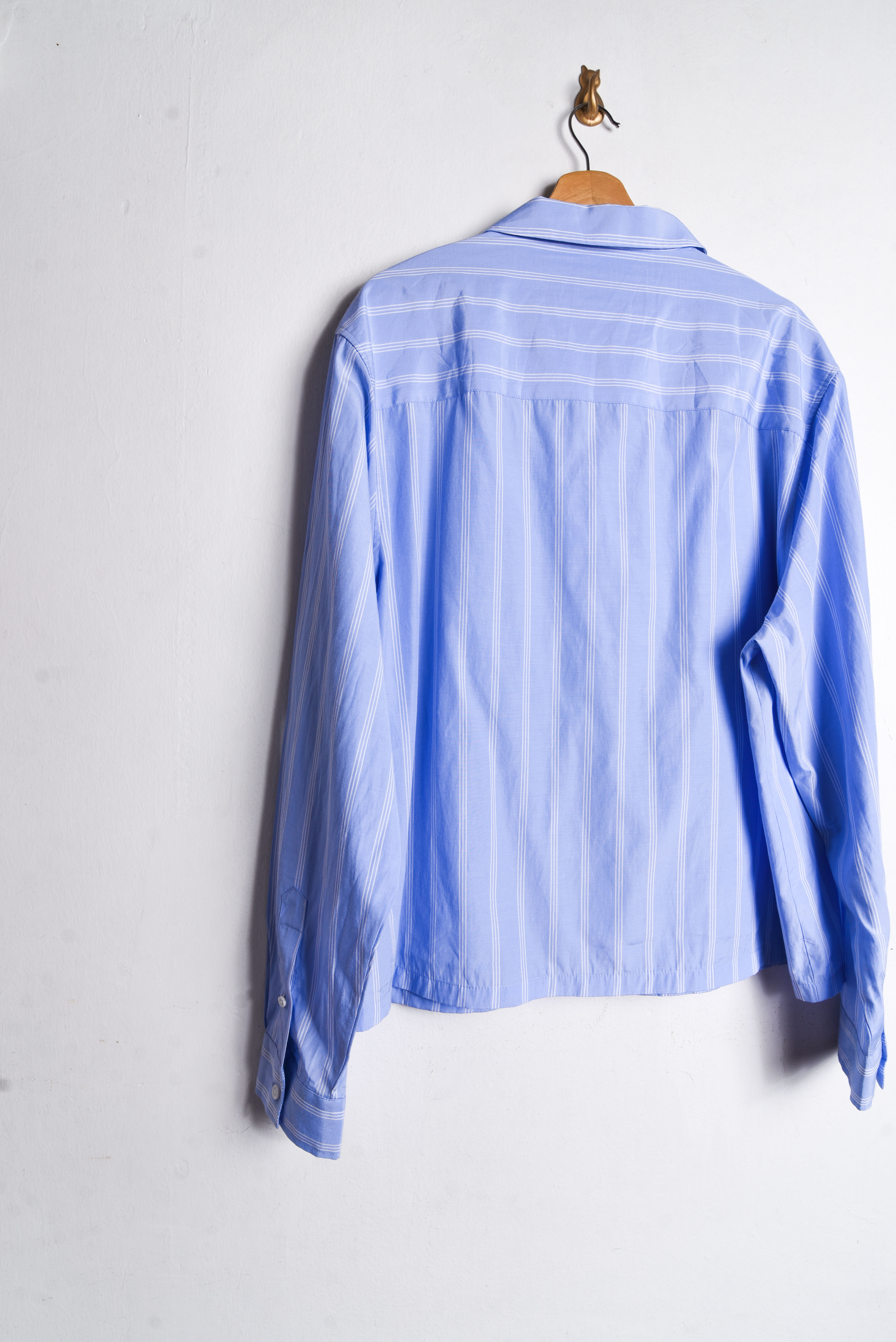 Camisa celeste rayada plus size