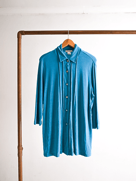 Blusón celeste acetato vintage