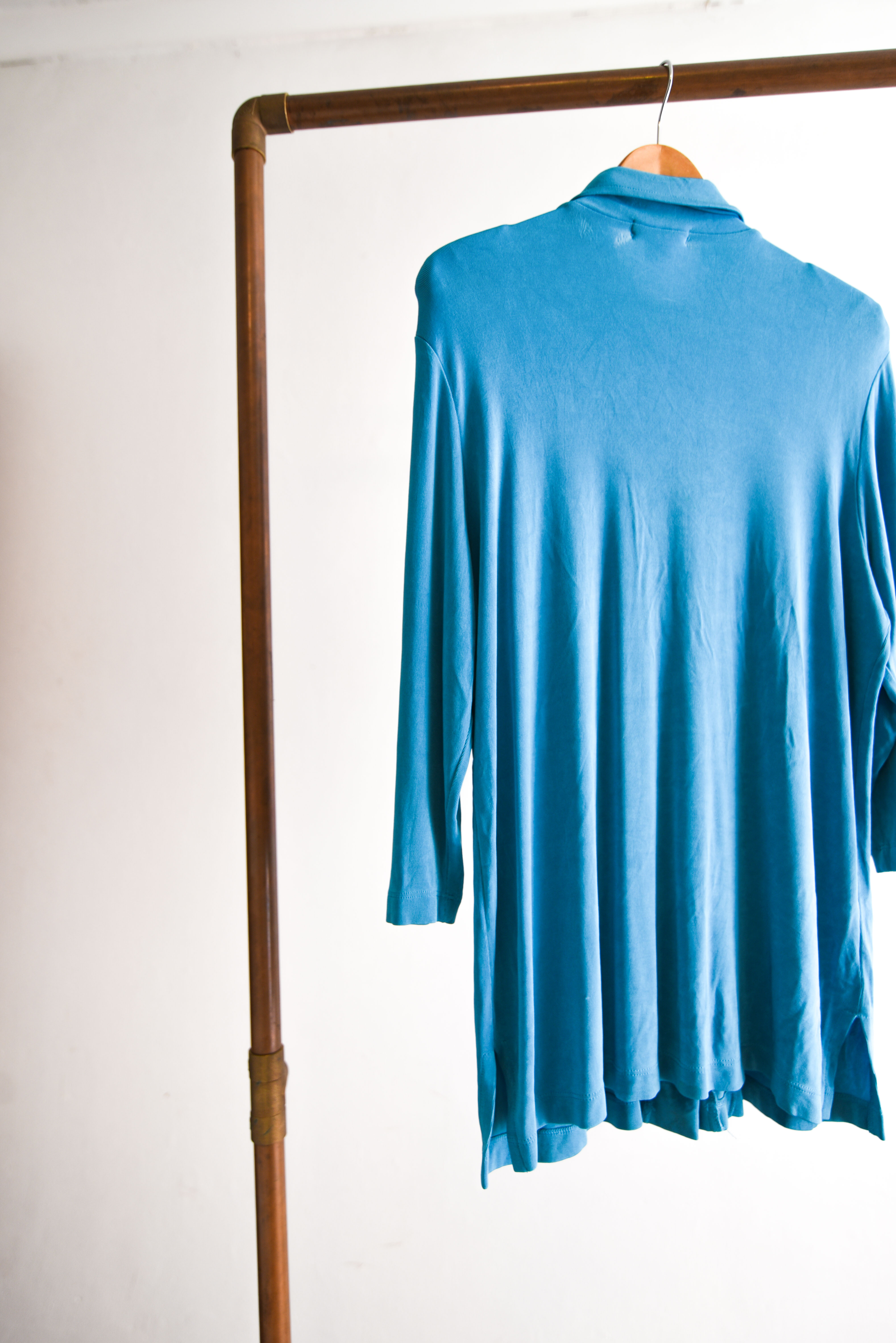 Blusón celeste acetato vintage