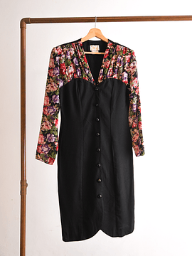 Vestido negro y floral vintage
