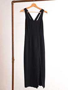 Vestido negro fiesta vintage cruzado