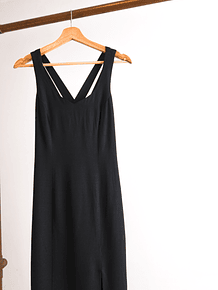 Vestido negro fiesta vintage cruzado