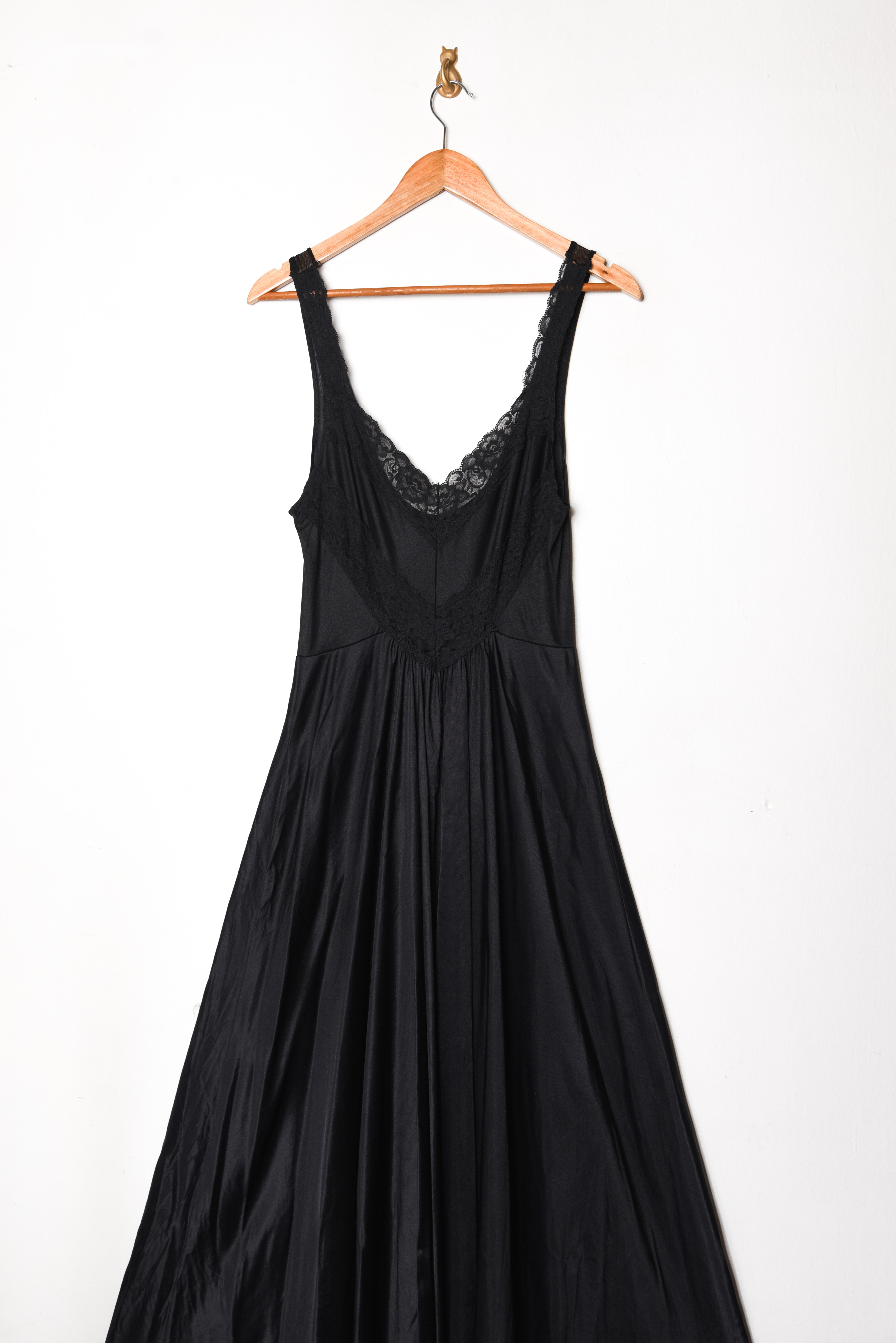 Maxi vestido lencero negro vintage